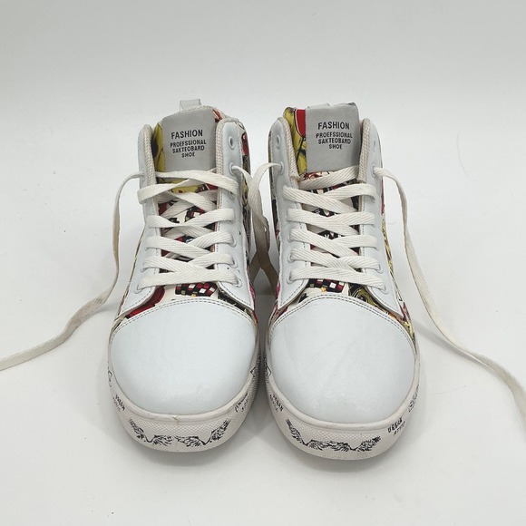 BASS3D Graffiti High Top Sneakers Street Skateboard Urban Style Shoes Mens - Picture 5 of 11